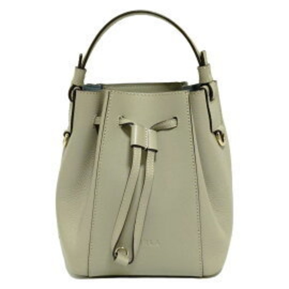 FURLA Handbag Drawstring Type Grey Leather